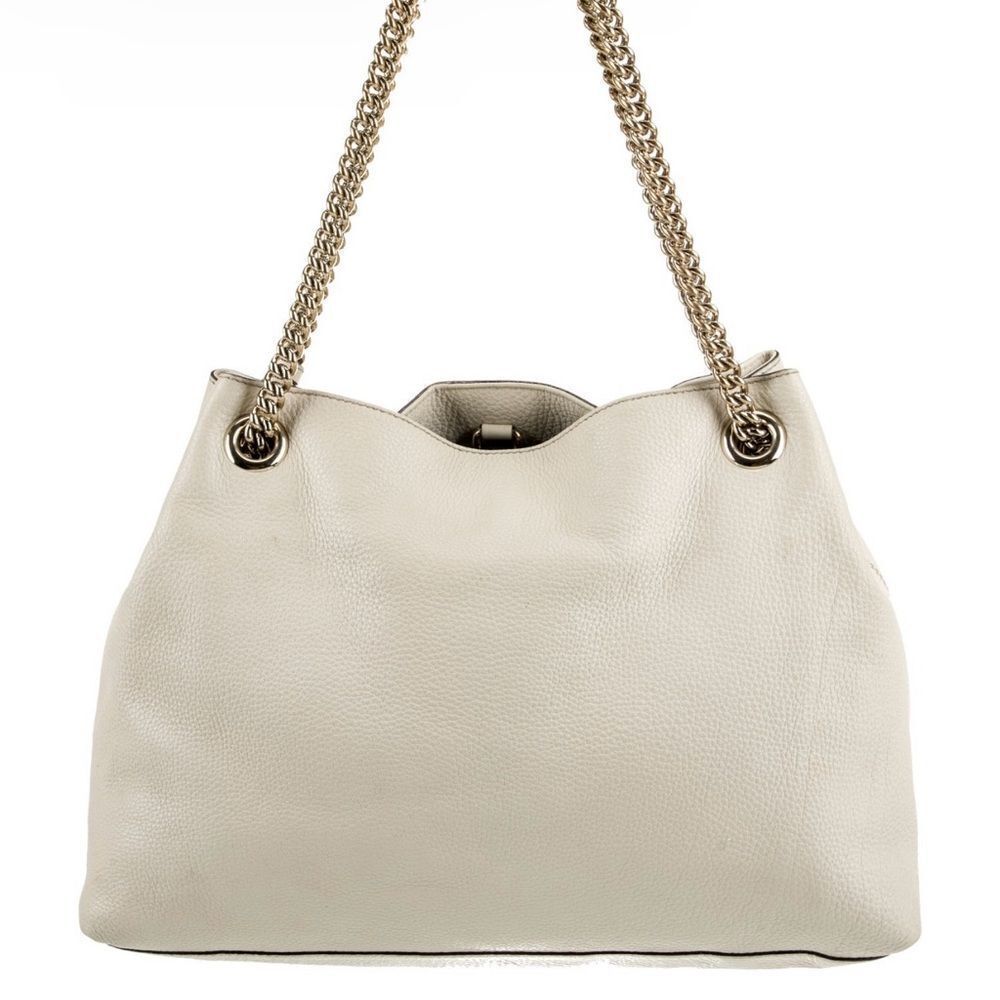 Gucci Soho White Leather Shoulder Bag with Chain Strap and Tassel - Picture 7 of 16